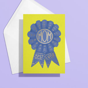 Carte Bleu Ruban Meilleur jamais Maman Fête des mères