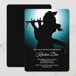 Carte Bleu Seigneur Krishna pour anniversaire - Ar