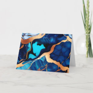 Carte Bleu tendance en or faux marbre
