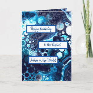 Carte Bleu Vert Marbre Art Joyeux Anniversaire Père