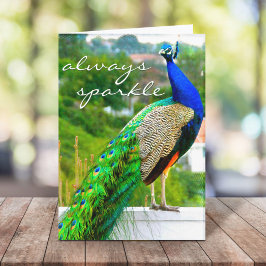 Carte Bleu Vert Peacock Photo Toujours Étincelant Stylis