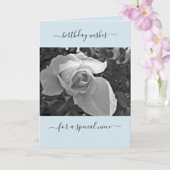 Carte Bleu voeux d'anniversaire pour une nièce spéciale (Orchidée)