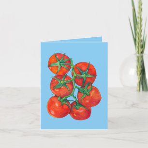 Carte bleue aux tomates rouges