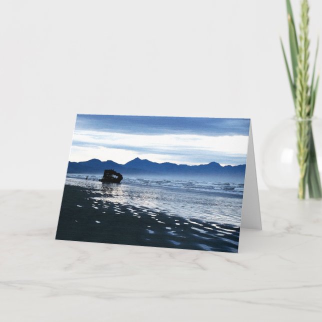 Carte bleue de plage de naufrage (Devant)