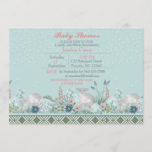 Carte bleue d'invitation de baby shower d'agneau
