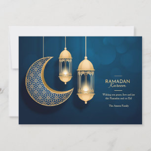 Carte bleue et or Ramadan Kareem