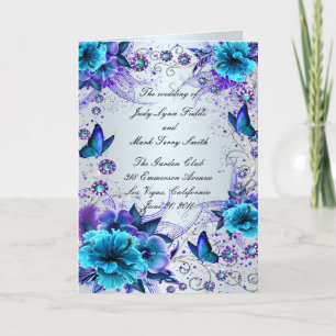 Carte bleue florale et de papillon de programme