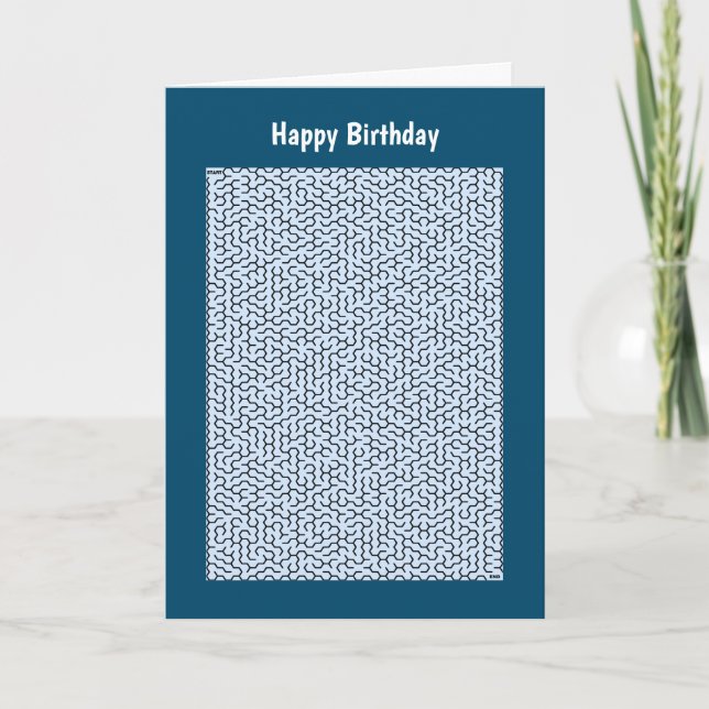 Carte bleue hexagone Maze Birthday (Devant)