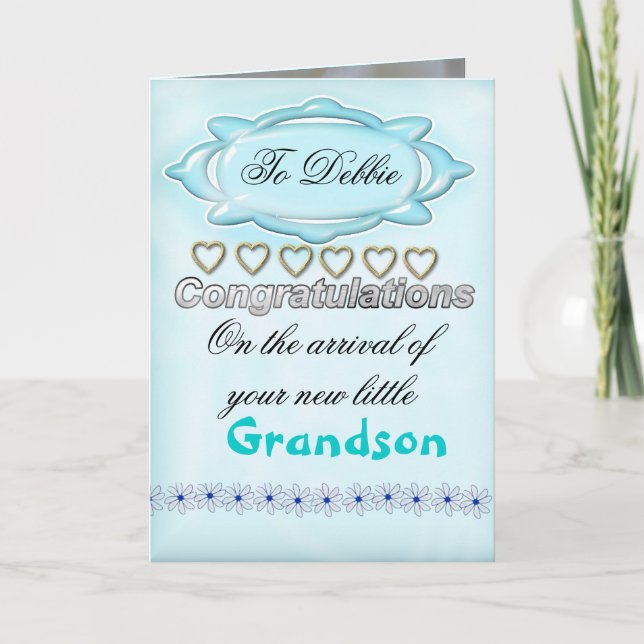 Carte Bleue Nouveau Bébé Félicitations, Grand-mère (Devant)