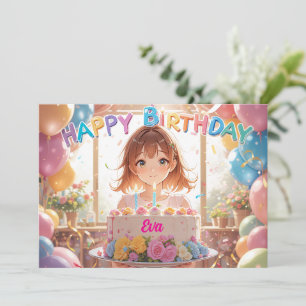 Carte Bliss d'anniversaire en style Anime