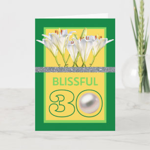 Carte Blissful 30 Pearl Anniversaire Lys blancs