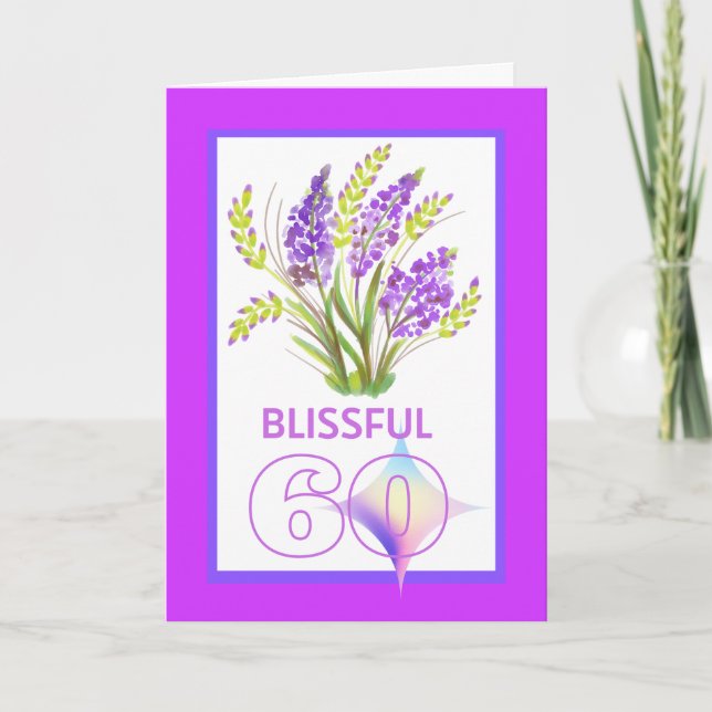 Carte Blissful 60 Diamond Anniversaire Fleurs pourpres (Devant)