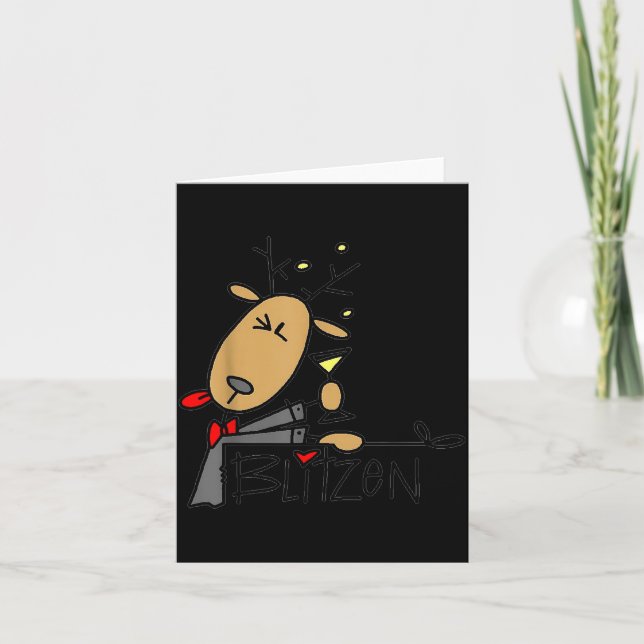 Carte Blitzen Christmas Funny Reindeer  (Devant)