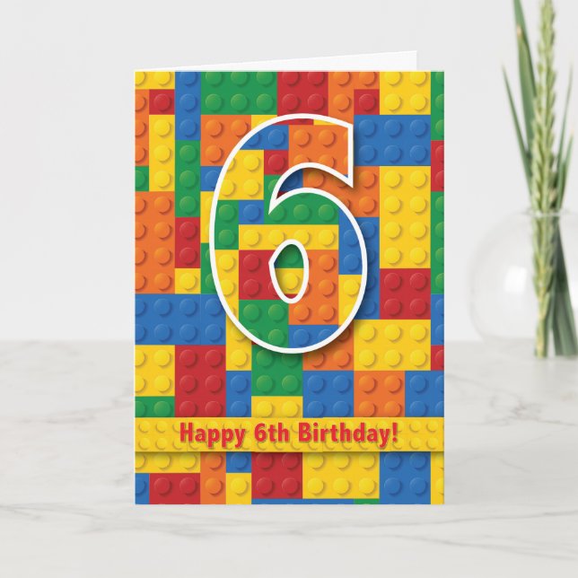 Carte Blocks Joyeux 6e anniversaire (Devant)
