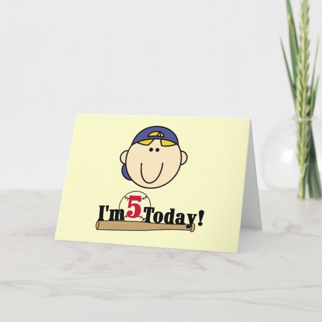 Carte Blond Boy Baseball 5e anniversaire (Devant)