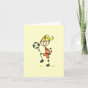 Carte Blond Stick Figure Football Joueur Cadeaux Fille