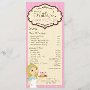 Carte blonde 3 de support de menu du petit gâteau