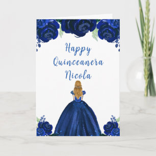 Carte Blonde Cheveux Princess Marine Floral Quinceanera