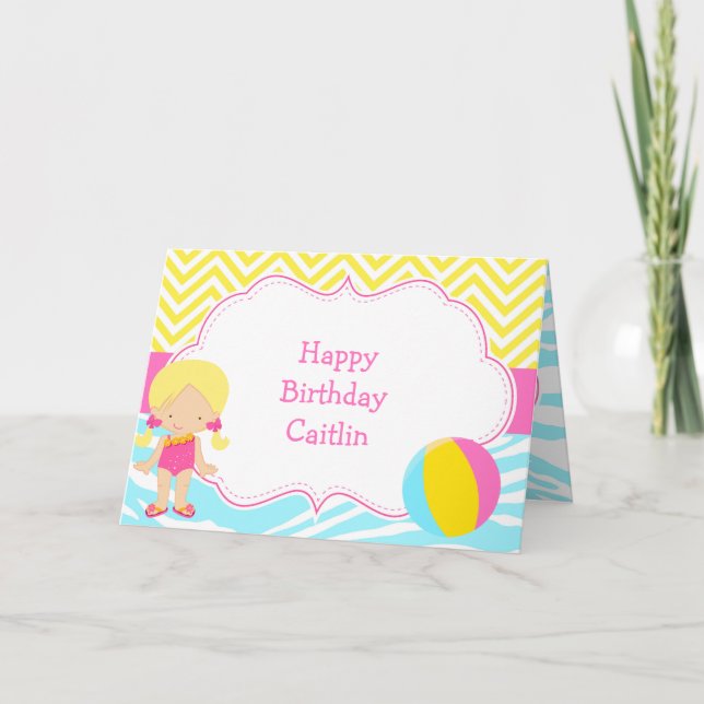 Carte Blonde Girl Pool Party Bash Party (Devant)