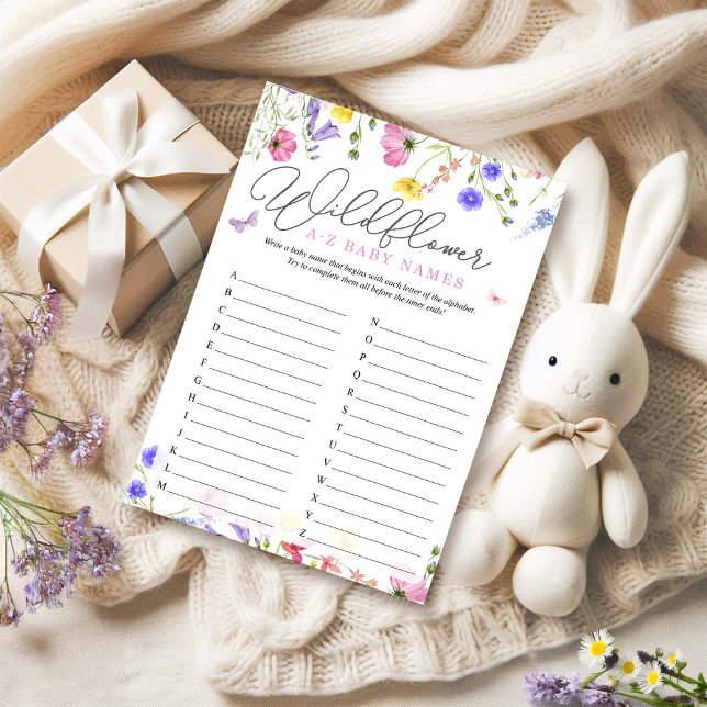 Carte Bloom Baby ABC jeu | Baby shower fleur sauvage (Créateur téléchargé)