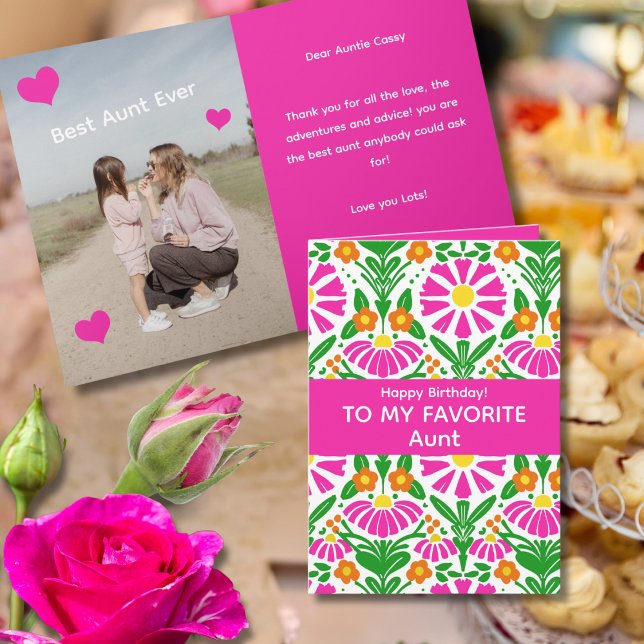 Carte Blooming Birthday Wishes! To Favorite Aunt (Créateur téléchargé)