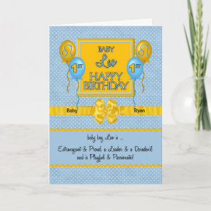 Carte Blue Baby Boy Leo Zodiac 1er anniversaire