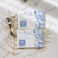 Blue Chinoiserie QR Code Site Mariage RSVP