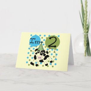 Carte Blue Cow 2nd Birthday Tshirts et cadeaux