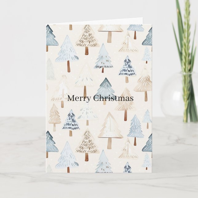 Carte Blue Cream Cozy Christmas Trees (Devant)