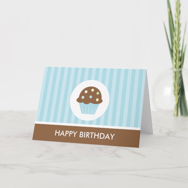 Carte Blue Cupcake Joyeux anniversaire (Devant)