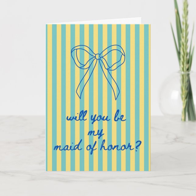 Carte Blue Cursive + Aqua & Yellow Maid of Honor (Devant)