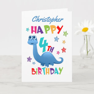 Carte Blue Dinosaur 4e anniversaire