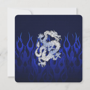 Carte Blue Dragon en Chrome Style Fibre de Carbone