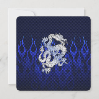 Carte Blue Dragon en Chrome Style Fibre de Carbone