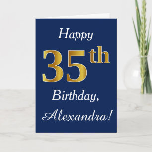Carte Blue, Faux Gold 35e anniversaire + Nom personnalis