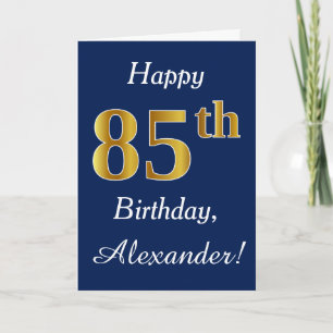 Carte Blue, Faux Gold 85e anniversaire + Nom personnalis