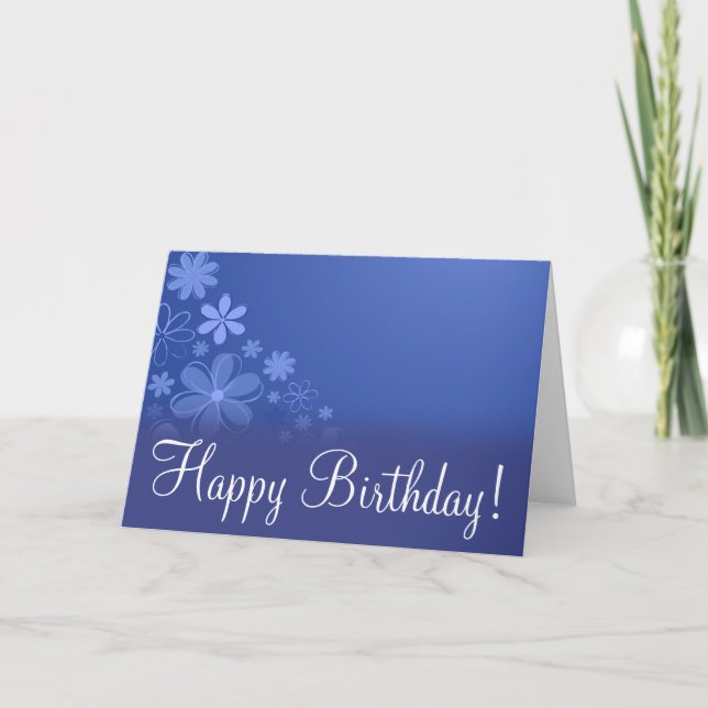 Carte Blue Floral "Carte Anniversaire" (Devant)