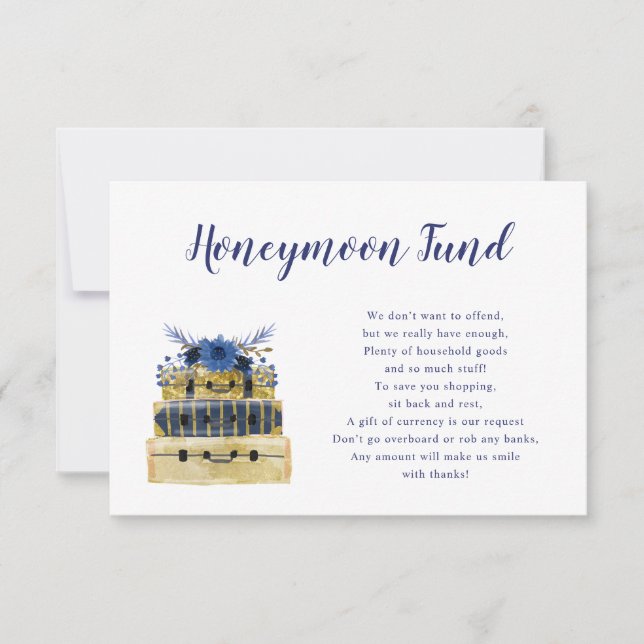 Carte Blue Floral Luggage Honeymoon Fund (Devant)