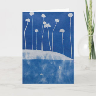 Carte Blue Flowers Greeting Card Blank Inside 