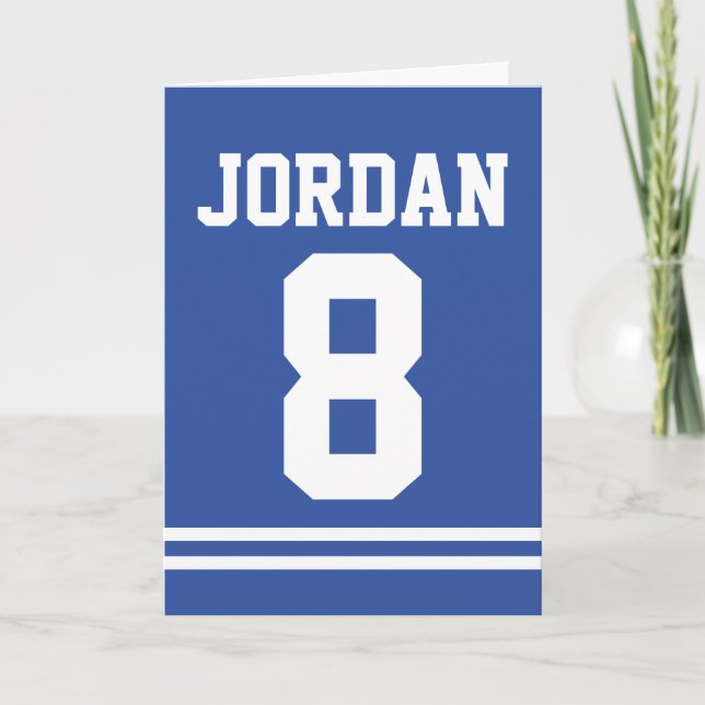 Carte Blue Football Jersey - Sports Thème Anniversaire (Devant)