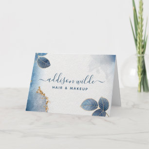 Carte Blue Gold Aquarelle Botanique Merci d'affaires