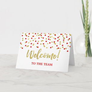 Carte Blue Gold Confetti Employé Bienvenue à l'équipe