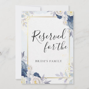 Carte Blue Gold Floral Réservé à la famille de la mariée