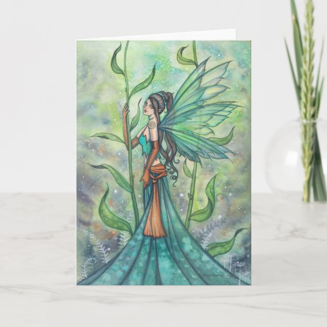 Carte Blue Green Garden Fairy Art de Molly Harrison (Devant)