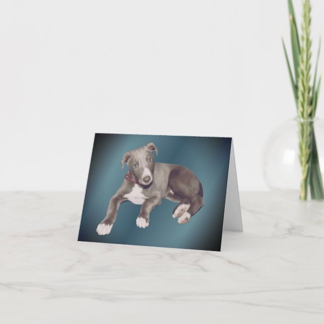 Carte Blue Greyhound Puppy Dog Personalized Note (Devant)