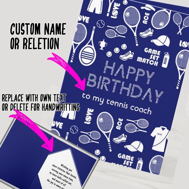 Carte Blue Happy Birthday 🎾 Tennis 💙 🤍 (Créateur téléchargé)