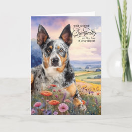 Carte Blue Heeler Chien Champ de Fleur sauvage Animaux d