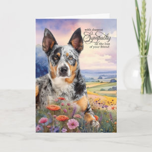 Carte Blue Heeler Chien Champ de Fleur sauvage Animaux d