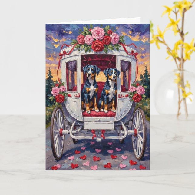 Carte Blue Heeler Dog Valentine's Day (Fleur jaune)