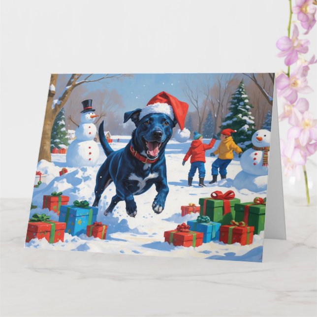 Carte Blue Heeler Noël Festive Scène de neige (Orchidée)